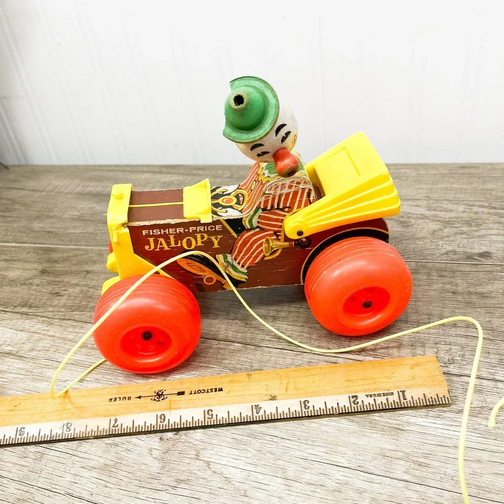 Vintage Fisher-Price Jalopy Pull Toy - Bobble Head Clown